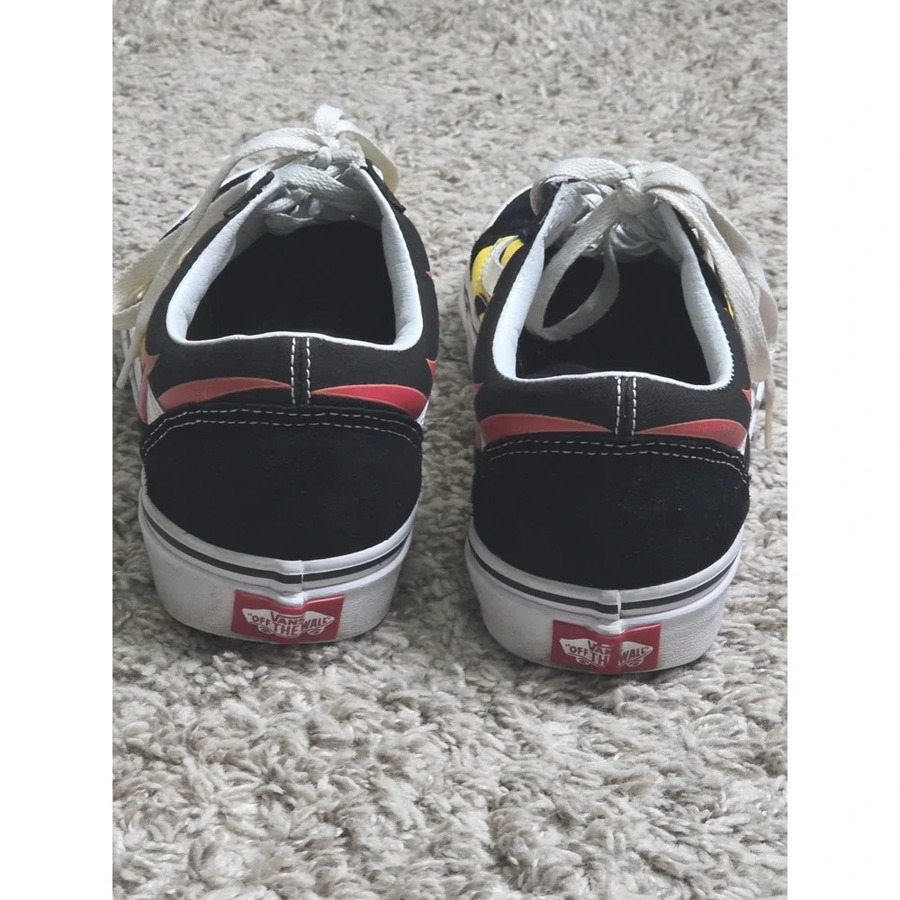 Vans Old Skool Flame Sneakers Mens 8.5 Womens 10 Black Yellow Red Skate Shoes